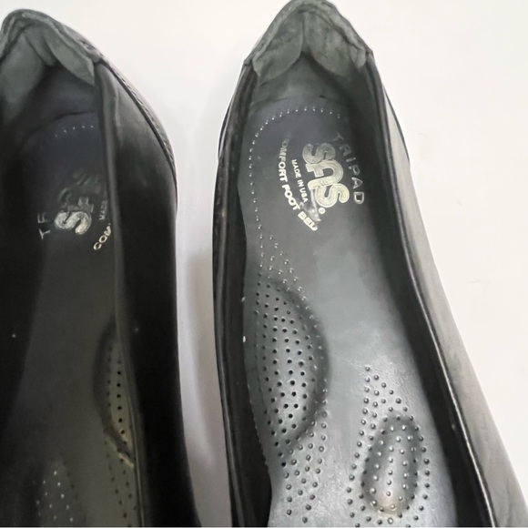 SAS Coco Tripad Comfort Women's Black Leather Patent Bow Slip On Flats Size 8 W - Picture 4 of 15